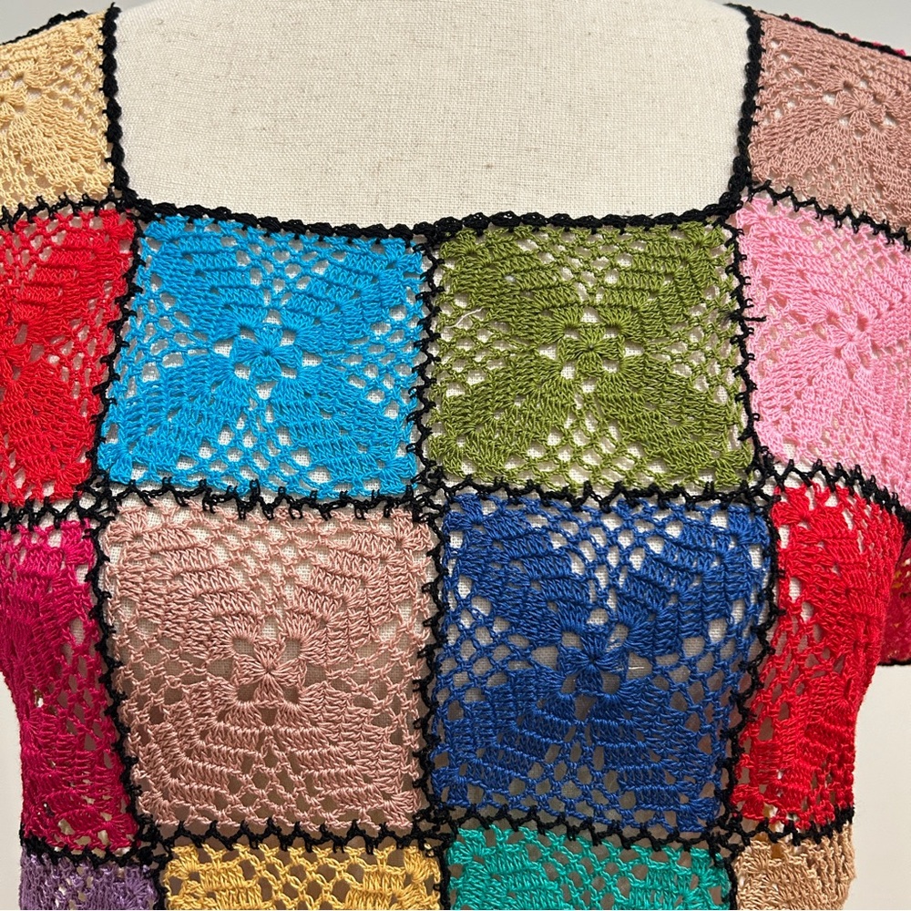 One of the kind Multicolor Zapotec crochet blouse from Oaxaca. - Picture 3 of 8